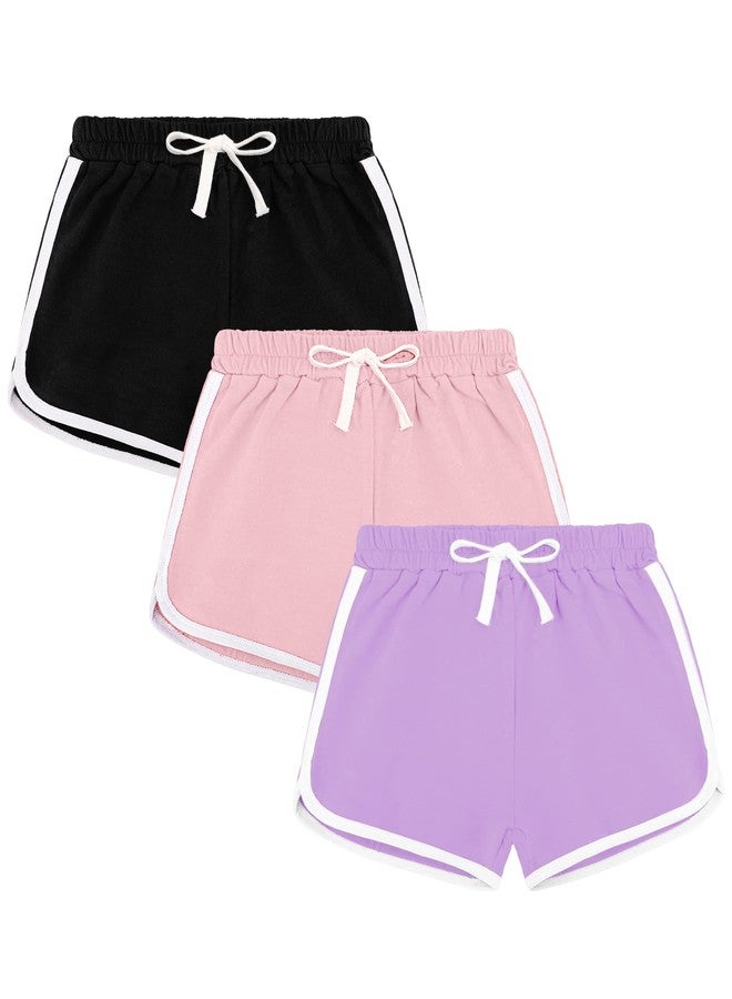 BOOPH 3Pc Girls Athletic Shorts Running Dance Dolphin Shorts 12-14 Years Color Black Pink Purple - Image 1
